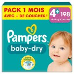 198 couches baby - dry, taille 4 + , 10 - 15 kg blanc