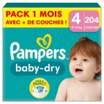 204 couches baby - dry, taille 4, 9 - 14 kg blanc
