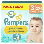 204 couches premium protection, taille 3, 6 - 10 kg blanc