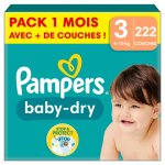 222 couches baby - dry, taille 3, 6 - 10 kg blanc