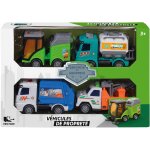 4 camions de service � friction multicolore