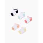 5 paires de socquettes � tiges ondul�es multicolore