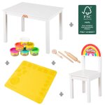 6 ptes  modeler play - doh avec table + chaise et accessoires multicolore