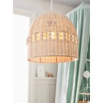 Abat - jour rotin avec boules en bois beige doré Abat - jour rotin avec boules en bois beige doré