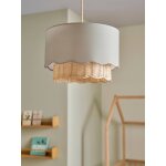 Abat - jour pour suspension festons tissu et rotin vert sauge
