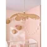 Abat - jour pour suspension fleur en bambou tress� beige