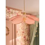 Abat - jour pour suspension en tissu p�tales rose p�le