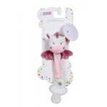 Accroche - t�tine peluche les p'tits f�eriques licorne 13 cm s / carte rose