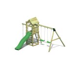 Aire de jeux avec Échelle À corde et 2 balançoires marron Aire de jeux avec Échelle À corde et 2 balançoires marron