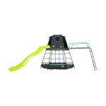 Aire de jeux m�tal toboggan explorer tour m�tal h201cm bleu - noir - vert