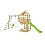 Aire de jeux portique fauteuil bb kingswood bois fsc marron - bleu - vert