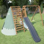 Aire de jeux avec tipi et toboggan apollon marron