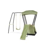 Aire de jeux avec toboggan et balan�oire pour jardin enfant vert / noir