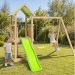 Aire de jeux avec toboggan en bois easy xperience trigano - 6 enfants bois