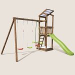 Aire de jeux avec toboggan happy swing 120 marron