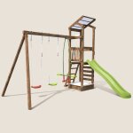 Aire de jeux avec toboggan happy swing & climbing 120 marron