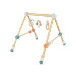 Arche d �veil bois b�b�, r�glable en hauteur bleu / orange