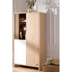 Armoire 2 portes et 1 niche avec claustra en bois dcor chne suave - tokyo blanc / marron