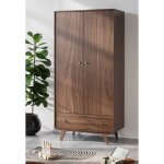 Armoire 2 portes 1 tiroir bois fonc