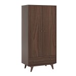 Armoire 2 portes 1 tiroir bois fonc