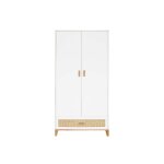 Armoire 2 portes 1 tiroir cannage rotin nami blanc