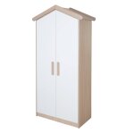 Armoire 2 portes battantes cabane blanc - chne