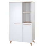 Armoire 2 portes battantes 2 niches leon blanc - chne othello