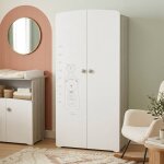 Armoire 2 portes b�b� en m�lamine - teddy blanc