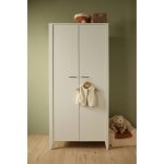 Armoire 2 portes avec �tag�res et penderie - poign�es m�tal - angele blanc