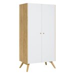 Armoire 2 portes avec penderie nature blanc
