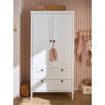 Armoire 2 portes + 2 tiroirs canop�e blanc