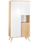 Armoire 3 portes 1 niche en bois - seventies blanc / marron