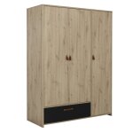 Armoire 3 portes 1 tiroir artisan bois clair
