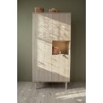 Armoire 3 portes et une niche sur pieds - d�cor bois h�tre cendr� - opaline beige