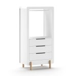 Armoire 3 tiroirs pin massif et imitation bois hauteur darius blanc bois