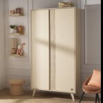 Armoire bébé 2 portes avec pieds bois - melinee marron / beige Armoire bébé 2 portes avec pieds bois - melinee marron / beige