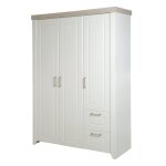 Armoire b�b� 3 portes et 2 tiroirs felicia blanc cass� / d�cor luna elm