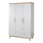 Armoire bb 3 portes et 2 tiroirs  fermeture douce caro gris clair / chne dor