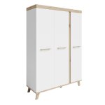 Armoire bb scandinave 3 portes  fermeture douce smile blanc / chne artisan