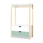 Armoire d'enfant montessori (crochet et tiroirs) vert - menthe