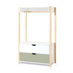 Armoire d'enfant montessori (crochet et tiroirs) vert olive