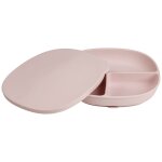 Assiette b�b� silicone ventouse avec couvercle rose