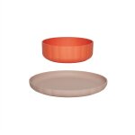 Assiette et bol rouge clair