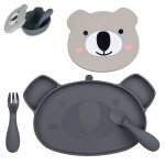 Assiette + bol ventous�s en silicone koala gris