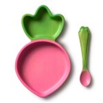 Assiette � compartiments et sa cuill�re ramona le radis multi - coloured