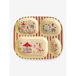 Assiette compartiments fun fair rose ray� rouge