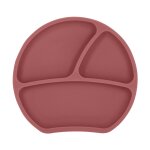 Assiette À compartiments avec ventouse rose foncé Assiette À compartiments avec ventouse rose foncé