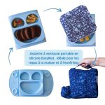 Assiette � compartiments ventous�e en silicone + sac isotherme bleu multi - coloured