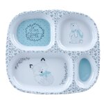 Assiette compartimente bleu