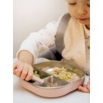 Assiette compartiment�e inox rose